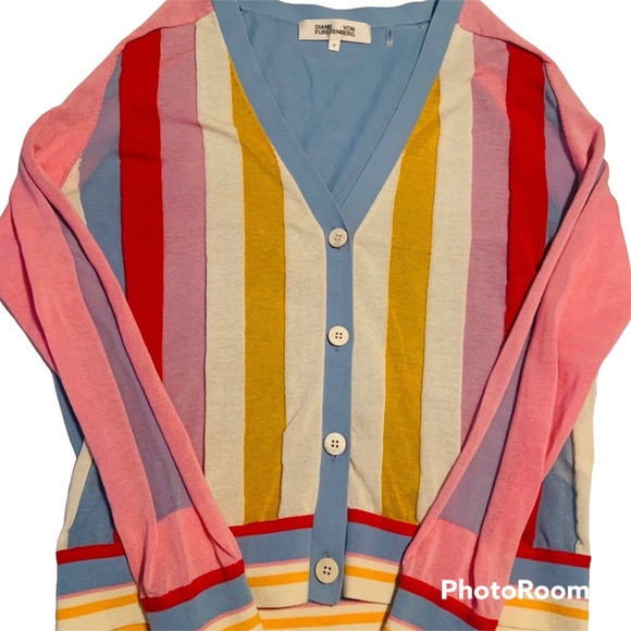 Diane von Furstenberg Colorblock Stripe Cardigan - Picture 10 of 15
